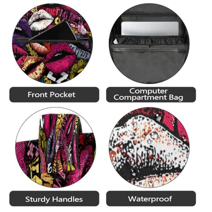 Lips Kids Backpack for Girl Boy Waterproof Kids Back Pack | Art Modern School Bookbag fit Women Men Lightweight Rucksack Casual Daypack Carry On Bag for Work Hiking Camping Gym Travel - color: Art Lips Modern