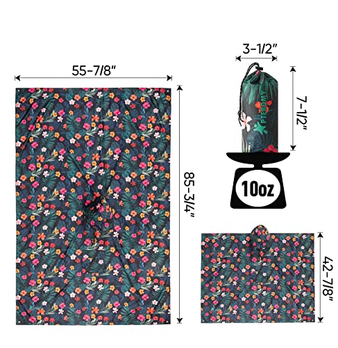 PTEROMY 3-in-1 Hooded Rain Poncho for Adult with Pocket, Waterproof Lightweight Unisex Raincoat for Hiking Camping Emergency - color: Blossom Season 1/4 Zipper