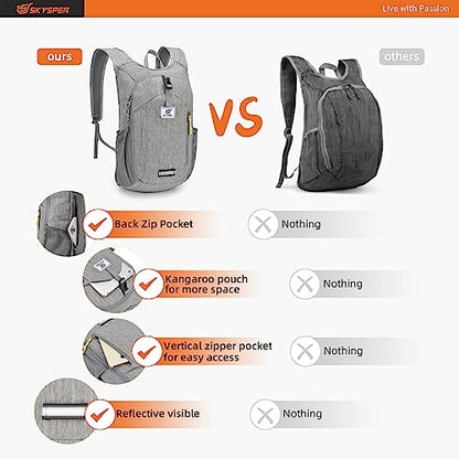 SKYSPER 10L Hiking Backpack Small Hiking Daypack Packable Lightweight Travel Day Pack for Women Men(Grey) - color: Grey