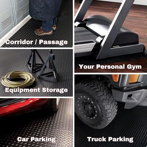 3mm Thin Diamond-Plate Rubber Flooring Roll, 2X 4 ft Waterproof Anti Slip Mat, Multi-Purpose Easy Clean Floor Protector for Garage, Laundry Room, Gym, Kennel - size: 2 ft x 4 ft x 0.1 in