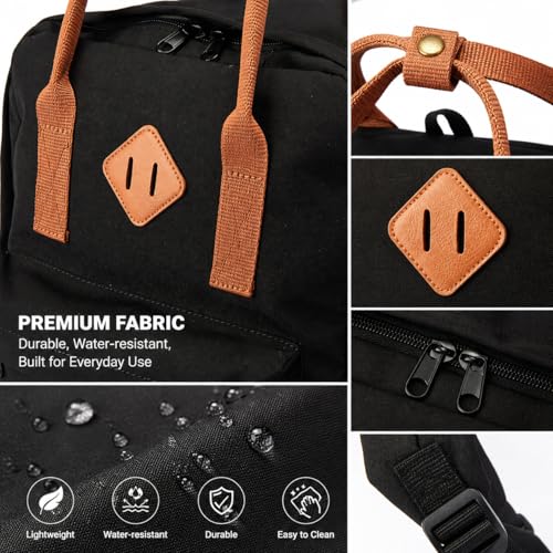 Travel Backpack for Women & Men, Laptop Backpack Fits 15.6 Inch Laptop, Water-Resistant Durable Computer Bag for Work, College & Daily Commute (Black) - color: Black