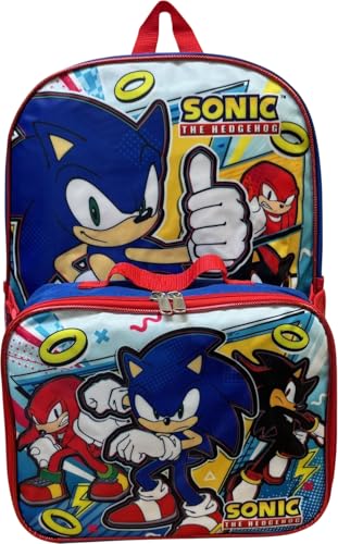 Ruz Sonic The Hedgehog 16 Inch Backpack With Detachable Matching Lunch Box (Sonic II) - style: Sonic Ii