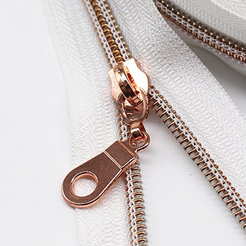 YaHoGa 50PCS #5 Rose Gold Pulls for Nylon Coil Zippers - Zipper Sliders for Luggages, Purses, Bags - Bulk - color: Rose Gold