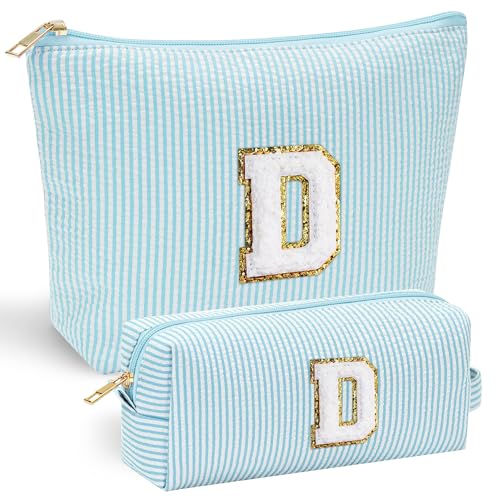 YOOLIFE Birthday Gifts for Women Her - Personalized Cute Initial Cosmetic Makeup Pouch Make Up Travel Bag for Mothers Day Gifts Teacher Sister Friend Girlfriend Mothers Day Gifts for Mom D - color: Light Green, style: D