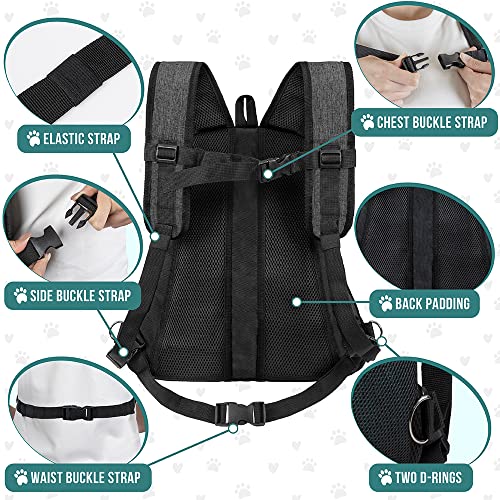 PetAmi Adjustable Dog & Cat Chest Carrier Backpack, Ventilated for Hiking & Camping, Small to Large Pets Up to 15 lbs, Dark Gray - color: Dark Gray, size: Large (15.5x9x18)
