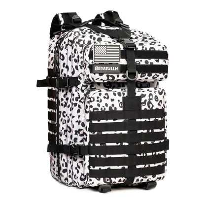 45L Military Tactical Backpack for Men & Women Bug Out Bag Assault pack Molle Daypack Hiking Trekking Rucksack (Leopard print) - color: Leopard Print