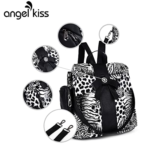 ZOCAI Backpack Purse for Women Fashion Backpack Purses PU Leather Daypacks Anti-Theft Shoulder Bag Satchel Purse - color: Black Leopard
