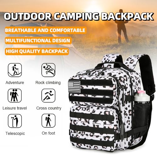 9L Mini Tactical Backpack for Men and Women Tactical Backpack Small for Hiking Small Tactical Bag Fitness Pack - color: White Leopard