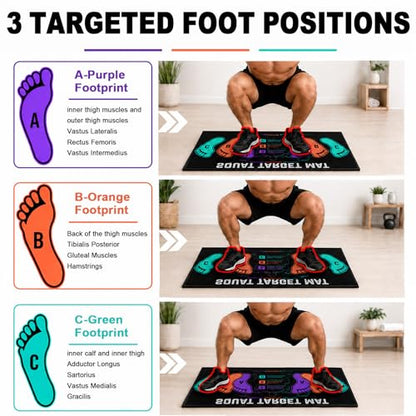 Squat Mat with Foot Position,Non-Slip Workout Mat for Squats & Leg Exercises, Improves Muscle Activation & Knee Support, Home Gym Fitness Mat,30 * 13.8"inch Squat Pad - color: Purple Black