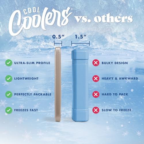 Cool Coolers by Fit & Fresh 4 Pack XL Slim Ice Packs, Quick Freeze Space Saving Reusable Ice Packs for Lunch Boxes or Coolers - color: Taupe (4 Pack)
