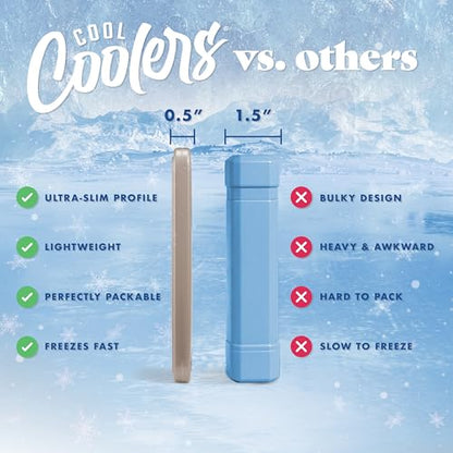 Cool Coolers by Fit & Fresh 4 Pack XL Slim Ice Packs, Quick Freeze Space Saving Reusable Ice Packs for Lunch Boxes or Coolers - color: Taupe (4 Pack)