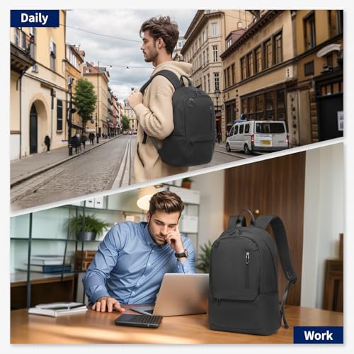 DTGN Travel Laptop Backpack, Carry On Backpack, TSA-Approved Water-Resistant Rucksack Nylon for Work Men Women Fits 16 Inch Notebook, Black - color: Black