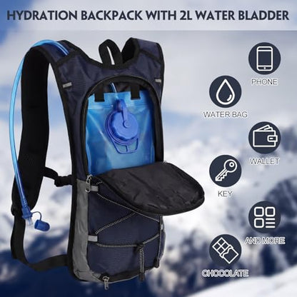 Sadnyy 4 Pack Hydration Backpack with 2l Water Bladder Lightweight Adjustable Reflective Hydration Pack for Outdoor Thicken Water Backpack Hiking Essential for Men Running, Cycling