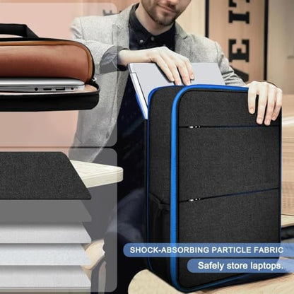 ZINMARK Slim Expandable Laptop Backpack with Small Case for 15-16 inch Notebooks,Water Resistant Computer Bag for College Business for Men Women，Black Blue - color: Black Blue