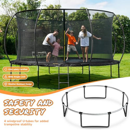 10FT 12FT 14FT 15FT 16FT Outdoor Trampoline with Enclosure Net, Heavy Duty Yard Trampolines, ASTM Approval Recreational Trampolines for Kids and Adults - size: 14FT