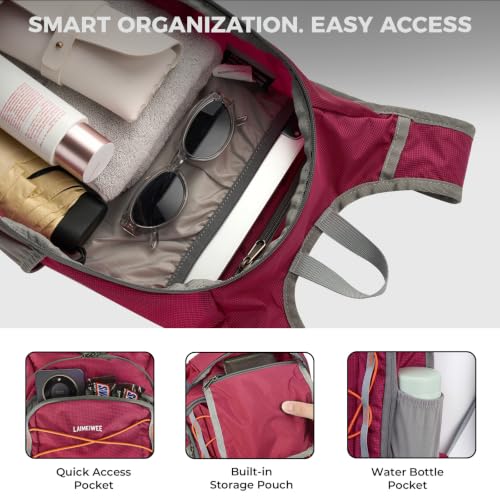 Small Hiking Backpack 13L Lightweight Foldable Travel Daypack for Men Women - color: Magenta