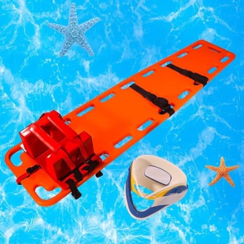 Emergency Spine Board Stretcher with Head Immobilizer and Neck Guard, Foldable Backboard, Water Floating Rescue Stretcher, Lightweight PE Board for First Responders and Use,Two Fold (T
