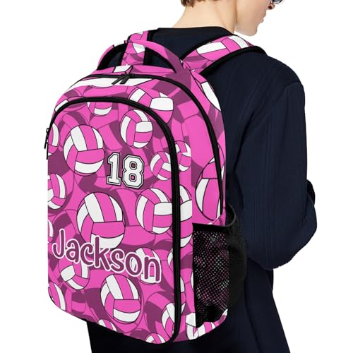 Pink Volleyball Pattern Casual Backpack Daypack Laptop Bag Custom Shoulders Backpacks for Man Woman Gifts - color: Pink Volleyball Pattern