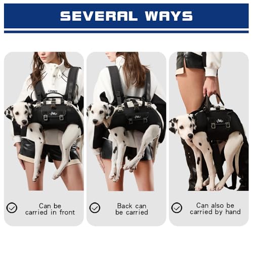 FCT Dog Backpack Carrier - Spine-Friendly for Midium to Large Dogs (18-30 lbs), Horizontal Design Dog Carrier with Adjustable Back Straps,Legs-Out Comfort for Travel/Hiking/Cycling (Black, Size L)