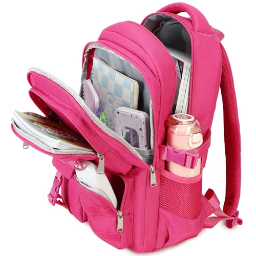 abshoo Large Heavy Duty Backpack For School College Bookbag Casual Multi Pocket Travel Backpacks - color: Hot Pink