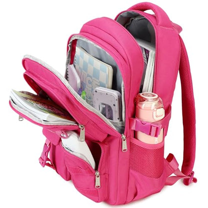abshoo Large Heavy Duty Backpack For School College Bookbag Casual Multi Pocket Travel Backpacks - color: Hot Pink