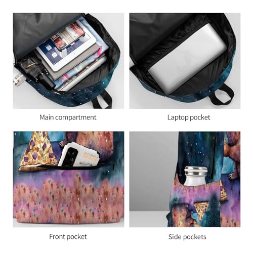 Funny Galaxy Pizza Capybara Backpack School Bag Lightweight Bookbag Casual Daypack for Girls Boys Kids Women Men Travel Laptop 16 Inch - color: Galaxy Pizza