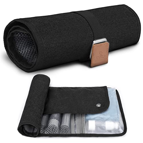 Toiletry Bag for Men, Travel Essentials Travel Toiletry Bag, Water-Resistant Compact Bathroom Roll Organizer for Hygiene, Shaving kit, Gifts for men (3.Classic Black(Polyster)) - color: 3.Classic Black(Polyster)