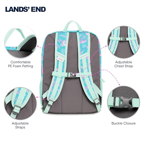Lands' End Unisex Kids Medium ClassMate Lightweight Durable Elementary School Backpack, Ceramic Blue - color: Ceramic Blue