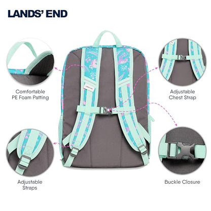 Lands' End Unisex Kids Medium ClassMate Lightweight Durable Elementary School Backpack, Ceramic Blue - color: Ceramic Blue