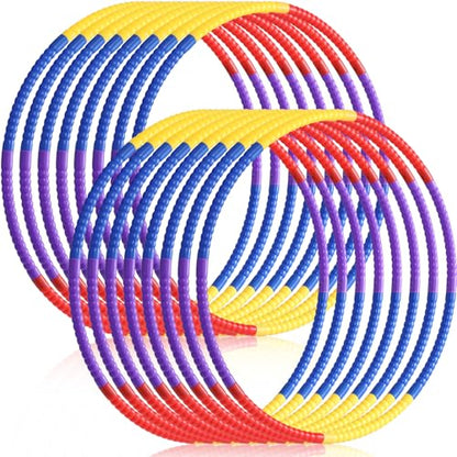 Vinsot Toy Hoop Detachable Plastic Hoops Exercise Equipment Toy Adjustable Rings for Sports Party Game Dance Pet Training - color: Rainbow Bright Mix