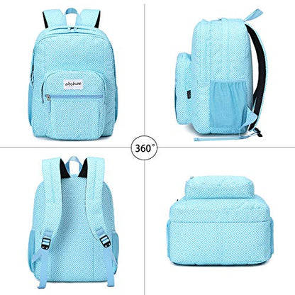 abshoo Classical Basic Womens Geometry School Backpack For College Teen Girls Water Resistant Bookbag (Geometry Blue) - color: Geometry Blue, size: 16.5 Inc