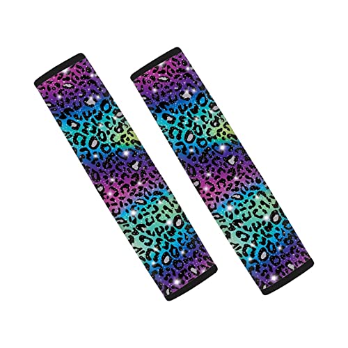 Forchrinse Colorful Leopard Car Seatbelt Cover 1 Pair/Set Car Seat Belt Shoulder Pads Strap Cover Cushions for Women Girls - color: Colorful Leopard