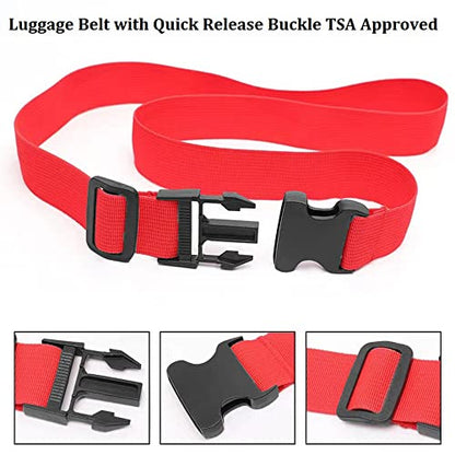 2 Pack Suitcase Straps, Bright Color Adjustable Luggage Belts, TSA Approved (Red) - color: Red