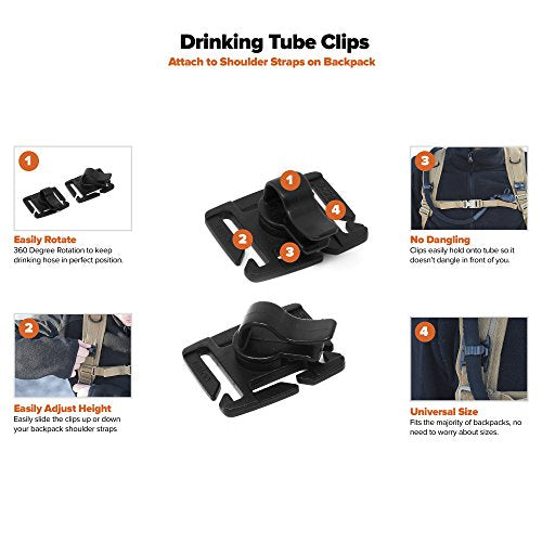 Insulated Cooler Bag & Free Clips to Hold Drinking Tube | Fits 2L & 3L Hydration Water Bladders | Keeps Water Cold for Many Hours | Lightweight & Water Resistant | Bladder is NOT Included