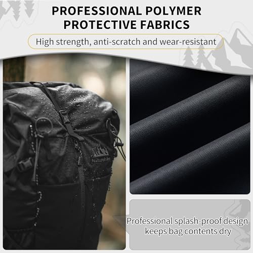 Naturehike Hiking Backpack, 30+5L Travel Backpack with Macromolecule Fabric, Hiking Daypack with AIR Backpack System for Women Men - color: Black