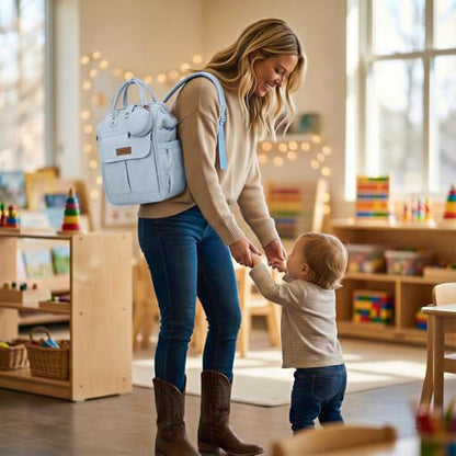 Montana West Wrangler Diaper Bag Backpack Baby Essentials Bag Quilted Travel Backpacks with Insulated Pockets, Portable Changing Pad, Stroller Straps, Pacifier Case - color: Blue