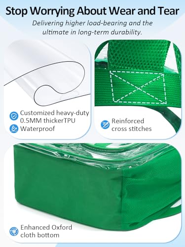 Double-Layer Clear Backpack Heavy Duty, 17 Inch Large Clear Bookbag, Transparent See Through Backpack For School, Work, College, Travel, Sport- Green - color: 1# Green, style: Pro Series (Double Layer)