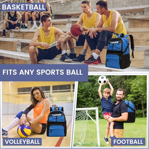 Basketball Bag Backpack with Ball Holder and Shoes Compartment - color: Blue