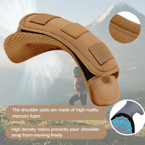 ZINMARK 2Pcs Thick Cushioned Shoulder Pads, Anti-Slip Design and Breathable Mesh Pads for Shoulder Strap,Soft and Comfortable - color: Khaki