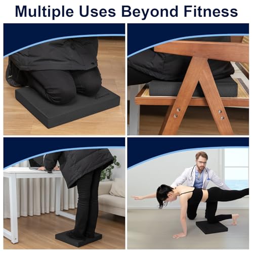 StrongTek Professional Foam Exercise Balance Pad - 15.8" x 13" x 2", High-Density TPE Foam Knee Pad, Non-Slip & Water-Resistant, for Balance Training, Physical Therapy, Yoga, and More - color: Black
