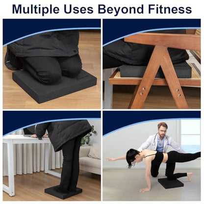 StrongTek Professional Foam Exercise Balance Pad - 15.8" x 13" x 2", High-Density TPE Foam Knee Pad, Non-Slip & Water-Resistant, for Balance Training, Physical Therapy, Yoga, and More - color: Black