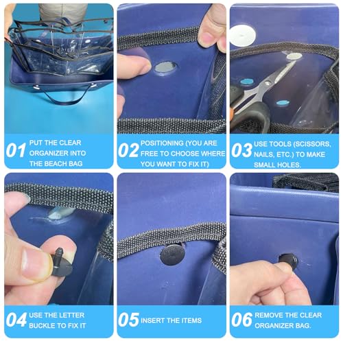 Mity Rain Clear Bag Organizer - Waterproof Tote Bag Dividers for X Large Bags, Suitable for BOGG BAG W/10 Buttons White
