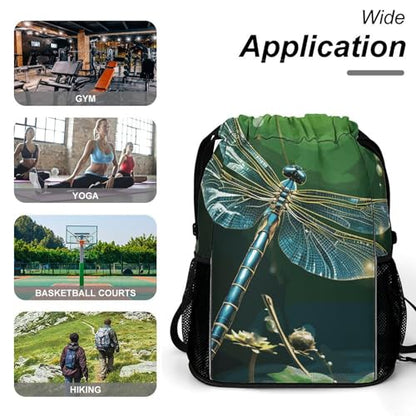 Fitness Drawstring Backpack Waterproof Gym Bag Dragonfly Green Lightweight Dry And Wet Separation Swim Bag