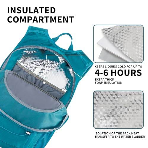 KABAQOO Hydration Backpack, 18L Multipurpose Hiking Backpack with 3L Water Bladder, Water Backpack Insulated Hydration Pack Ideal for Hiking and Cycling - color: Lake Blue