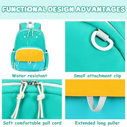 BTOOP Kids Backpack for Boys Girls 3-6, Preschool Kindergarten Backpack with Insulated Lunch Compartment & Chest Strap, Cute Lightweight School Travel Bag Fits A4 Folder - color: Green, size: Age 3-6 (14.5" H Fit Folder)
