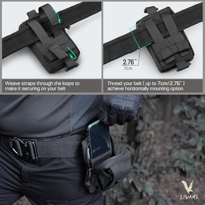 Tactical Backpack Accessories Pouch, Molle Accessories Shoulder Strap Attachment Pouches Utility EDC Phone Pouch Sport - color: Black-2pcs