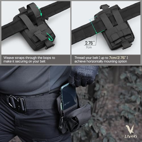Tactical Backpack Accessories Pouch, Molle Accessories Shoulder Strap Attachment Pouches Utility EDC Phone Pouch Sport - color: Black-2pcs