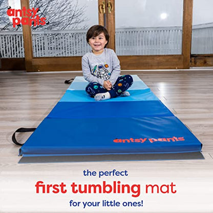 Antsy Pants Tumbling Mat for Kids – Gymnastics Mat, Easy to Clean, Sturdy, Foldable Tumbling Mats, Padded, Lightweight, Portable, Gymnastics Equipment for Active Play - color: Blue Ombre
