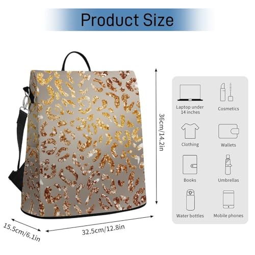 Women Fashion Backpacks Grey Gradient Leopard Print Handbags for Women Anti Theft Fashion Back Pack Shoulder Bag - color: Grey Gradient Leopard Print, size: No Custom