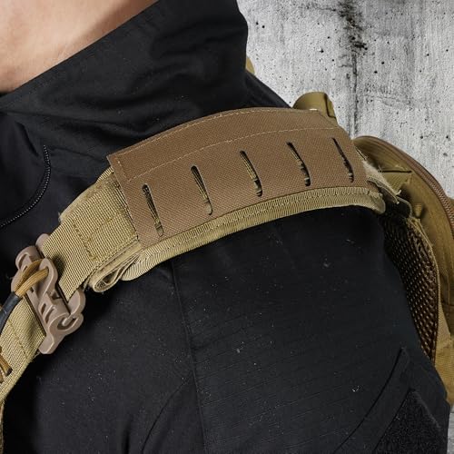 2-in-1 Tactical MOLLE Plate Carrier & Backpack Shoulder Pads - Adjustable, Padded, 500D Nylon, Durable Outdoor Gear for Men & Women - color: Coyote Brown